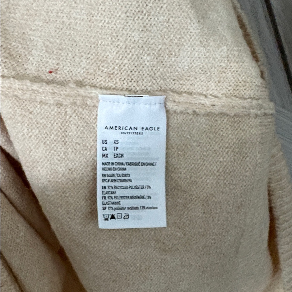 AE CREWNECK HOLIDAY RED BEIGE SWEATER DRESS - Picture 6 of 7